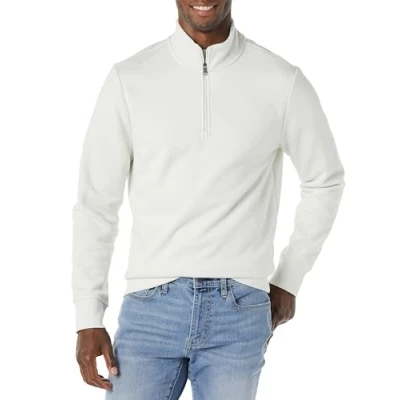 Afbeelding van Amazon Essentials Men&#039;s Fleecesweatshirt met lange mouwen en kwartrits, Licht Grijs, XXL