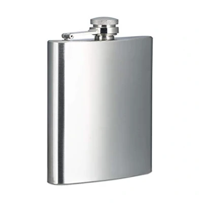 Afbeelding van Relaxdays heupfles rvs 200 ml heupflacon platvink zakflacon zilver drankflacon