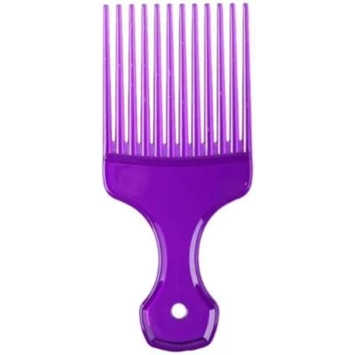 Afbeelding van Finnacle Brede Tanden Afro Haar Krullend Vork Kam Paars Unisex Stijl Massage Kappers Insert Borstel Styling Tool