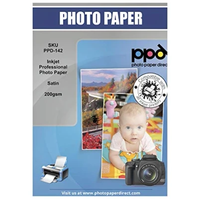 Afbeelding van PPD A4 x 50 vel Inkjet Fotopapier 200g Zijdeglans/Satijn, Watervast en Direct Drogend, Stabiele Vlakheid Probleemloze Papierinvoer 142