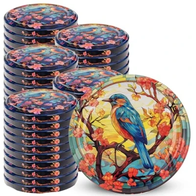 Afbeelding van KADAX Schroefdeksel met diameter van 82 mm x 50 stuks, metalen twist off deksel, reservedeksel voor inmaakpotten en weckpotten, deksel 6 inkepingen (vogels, stuks)