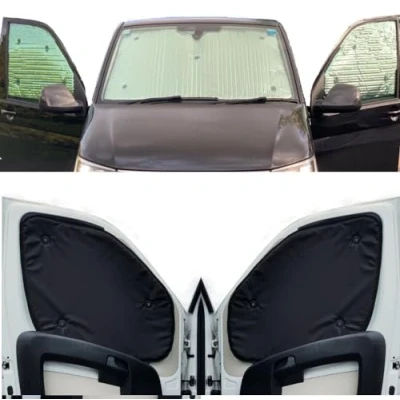 Afbeelding van Thermische jaloezieën compatibel met Renault Trafic (jaar 2000 2014) (volledige set + achterklep) achterzijde, zwart, omkeerbaar