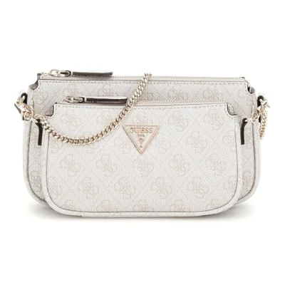 Afbeelding van GUESS Schoudertas Noelle Double Pouch Crossbody Bone Logo Beige