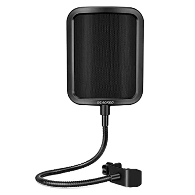 Afbeelding van Aokeo Professionele microfoon metalen popfilter masker schild voor blauwe yeti, HyperX QuadCast en elke andere microfoon, wind popscherm met een flexibele 360 zwanenhals clip