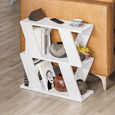 Afbeelding van HOCUS PICUS Smalle bijzettafel met 2 opbergplanken niveaus slanke modern design banktafel woonkamer en kantoor vele kleuropties 60 x 22 57 cm (wit)