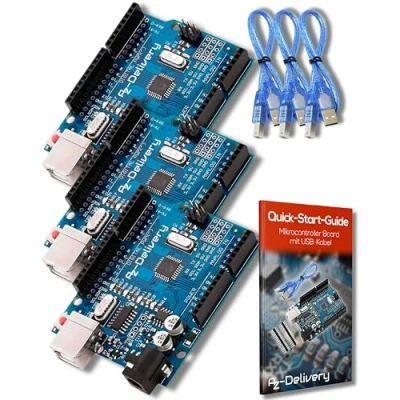 Afbeelding van AZDelivery 3 x Microcontroller AZ ATmega328 board met USB kabel