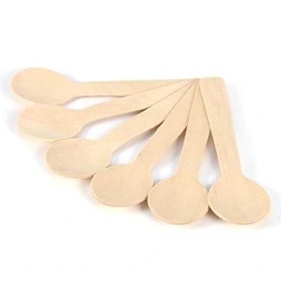 Afbeelding van Houten wegwerplepel, 100 stuks, mini lepel, kleine lepel van hout, biologisch afbreekbaar, 10 cm voor koffie, thee, crème