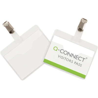 Afbeelding van Q CONNECT badge met clip 90 x 60 mm, doos van 25 stuks