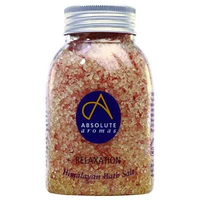 Afbeelding van Absolute Aromas Ontspannend badzout 290 g natuurlijk roze Himalaya zout met 100% pure etherische lavendel, bergamot, May Chang en Ylang olie kalmerende ontspan vermoeide spieren