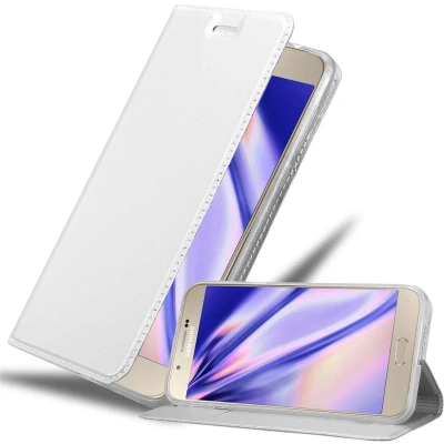 Afbeelding van Cadorabo Hoesje geschikt voor Samsung Galaxy A8 2015 in CLASSY ZILVER Beschermhoes met magnetische sluiting, standfunctie en kaartvakje Book Case Cover Etui