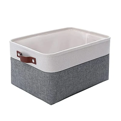 Afbeelding van MANGATA Opvouwbare opbergmanden, grote stoffen opbergdozen met handgrepen voor kledingkast, plank, kast (L, koudgrijs)