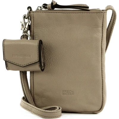 Afbeelding van FREDsBRUDER Leren Schoudertas mobiele telefoon Ginsberg Cellphone Bag Light Grey Grijs