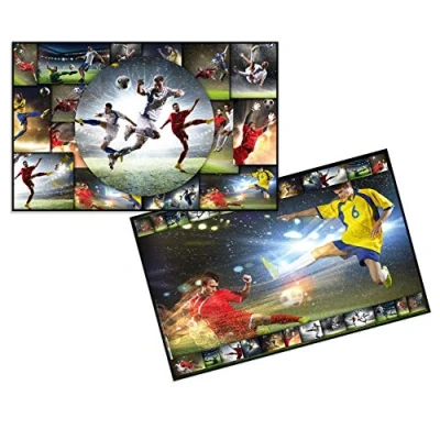Afbeelding van HERMA 19381 bureauonderlegger Sport Voetbal 3 delige set, 55 x 35 cm, antislip, afwasbaar en met dubbelzijdig motief bedrukte van stevig karton, tafelonderlegger voor kinderen