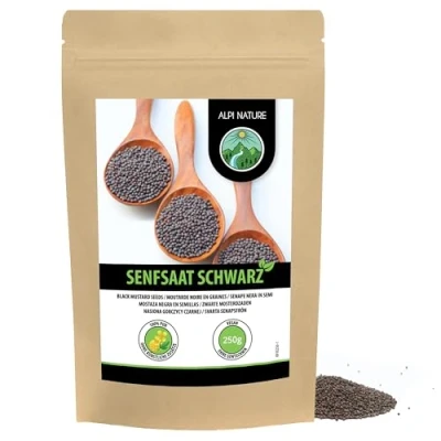 Afbeelding van Alpi Nature Mosterdkorrels (250 g) zwart en bruin mosterdzaad 100% natuurlijk zacht gedroogd mosterdzaden zonder additieven