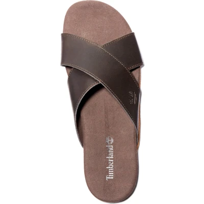 Afbeelding van Timberland Seaton Bay Cross Strap Slide sandalen voor heren, Donkerbruin leer, 47.5 EU