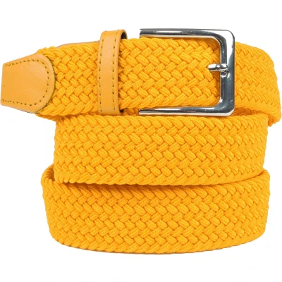 Afbeelding van Suitable Geweven Riem Geel maat 85 Heren Stretch Herenkleding Herenriem