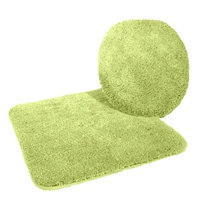 Afbeelding van Kinzler J 10053/424 microvezel badmatset 2 delig = WC dekselovertrek 47x50 cm + mat zonder uitsparing 50x55 cm, kiwi