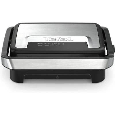 Afbeelding van Tefal Inicio compact GC270D10 2 in 1 Contact en paninigrill, 1000 W, design, roestvrijstalen behuizing, sapopvangbak, grillplaten met antiaanbaklaag, roestvrij staal/zwart