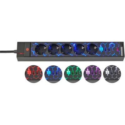 Afbeelding van Brennenstuhl 1153560100 Gaming Stekkerdoos 5 sockets Aan/uit Schakelaar 2x USB A Zwart 1,5 meter