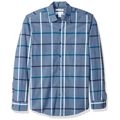 Afbeelding van Amazon Essentials Shirt met lange mouwen voor heren,Denim Grote Plaid,3XL 4XL