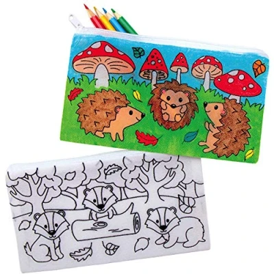 Afbeelding van Baker Ross AX206 Woodland Dierlijke Kleur In Stof Potlood Gevallen Pack van 4, Voor Kinderen Schilderen Kunsten en Ambachten Projecten