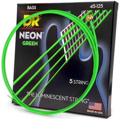 Afbeelding van DR Strings NGB5 45 Hi Def Neon green 125 set 5 snaren voor elektrische basgitaar
