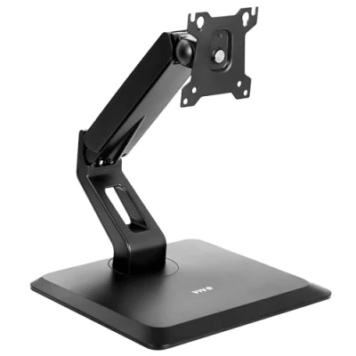 Afbeelding van VIVO Premium VESA Single 17 tot 32 inch computermonitor en touchscreen bureaustandaard met roterende basis, vrijstaande pneumatische in hoogte verstelbare armmontage STAND V001R