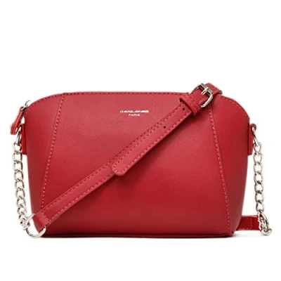 Afbeelding van David Jones Kleine Dames Crossbodytas Crossover Schoudertas Messenger Tassen PU Leer Ketting Handtas Avondtas Citytas Vrouwen Meisje Mode Elegant Rood