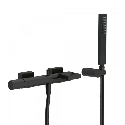 Afbeelding van Badmengkraan Tres Project Waterval met Handdouche 29.1x13.5 cm Rond Mat Zwart