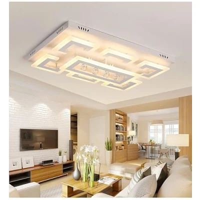 Afbeelding van LED plafondlamp XW803 75x50 met afstandsbediening lichtkleur / helderheid instelbaar dimbaar woonkamer lamp plafond spot plafondverlichting (XW803 cm, 70W)