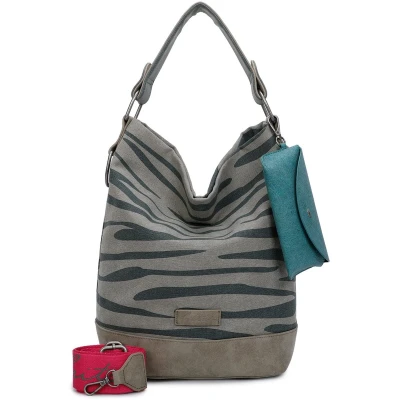 Afbeelding van Fritzi aus Preußen Schoudertas Canvas Izzy07 Olga Hobo Bag Zebra Wild Kaki