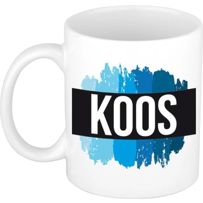 Afbeelding van Koos Naam / voornaam kado beker mok verfstrepen Gepersonaliseerde met mokken