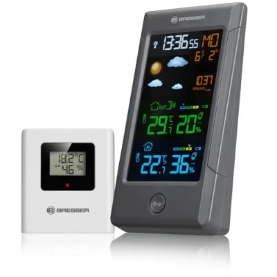 Afbeelding van Bresser ClimateTemp NBF Weerstation met buitensensor, DCF radioklok, binnen en buiten, thermometer, hygrometer, weersvoorspelling kleurendisplay, digitaal