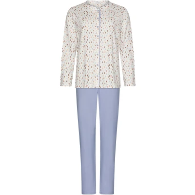 Afbeelding van Pastunette Tender Pyjama Katoen Doorknoop Wit/Blauw Maat 36