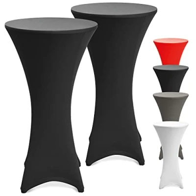 Afbeelding van Beautissu Statafelhoes Stella Ø 80 cm statafelrok voor statafel feest decoratie geschikt horeca feestversiering stretch elk tafel set van 2 zwart