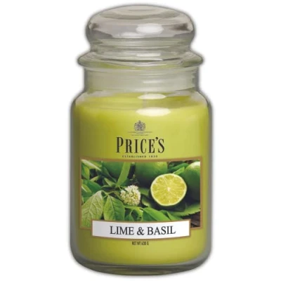 Afbeelding van Price&#039;s Lime &amp; Basil Grote Jar Candle Zoet, Heerlijk, Kwaliteit Geur Langdurige Tot 150 Uur Brandtijd