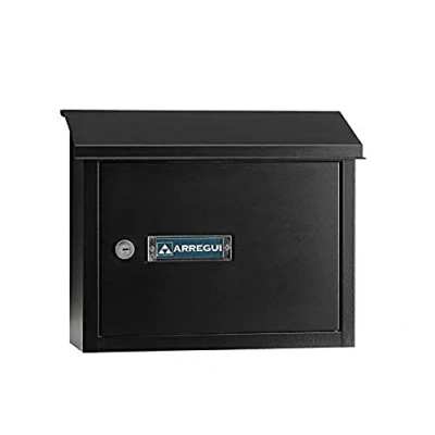 Afbeelding van Arregui V4064 Brievenbus met ingang op de achterkant Maxi van aluminium, maat M (DIN A4), gestructureerd zwart, 30 x 36,5 14,5 cm