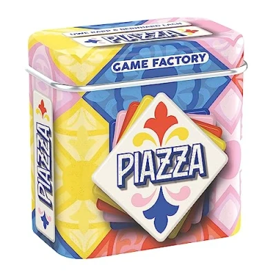 Afbeelding van Game Factory 646309 Piazza, het mini legspel in handige metalen doos, kaartspel voor volwassenen en kinderen vanaf 8 jaar, reisspel