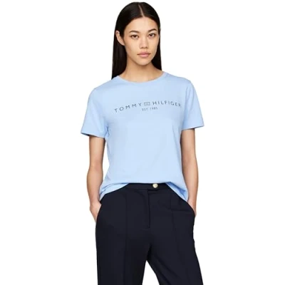 Afbeelding van Tommy Hilfiger REG CORP LOGO Tshirt print, Dames, Maat: XXL, Vessel blue