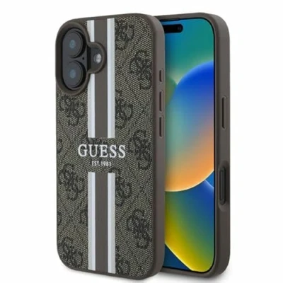 Afbeelding van CG Mobile Guess GUHMP16SP4RPSW hoes voor iPhone 16 6,1&quot; bruin hardcase 4G Printed Stripes