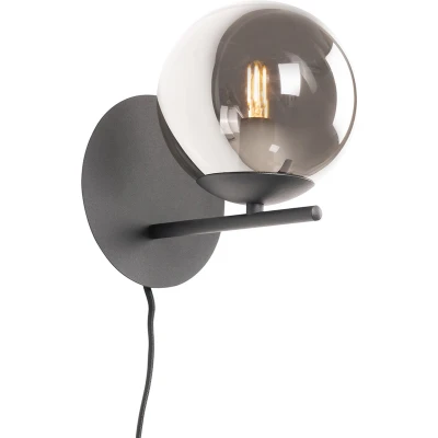 Afbeelding van QAZQA Art Deco wandlamp zwart en smoke glas Flore