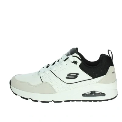 Afbeelding van Skechers Heren Uno Retro One Sneaker, Wit Leer Duraleather Zwart Mesh, 42.5 EU