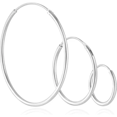 Afbeelding van Elenza Set van 3 Zilverkleurige Hoepel Oorbellen 12mm, 20mm, 30mm