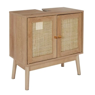 Afbeelding van HOME DECO FACTORY, HD0227, wastafelmeubel, Bali model, Natural Crush collectie, meubel, kast, badkamermeubel, 60 x 70 30 cm, bruin