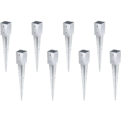 Afbeelding van Alberts 211288 Set van 8 grondhulzen voor vierkante houten palen thermisch verzinkt 91 x mm totale lengte 750