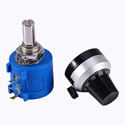Afbeelding van 10K Ohm potentiometer, draaibaar, precisie, 10 K, opgerold met knop, 3590S 2 103L