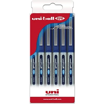 Afbeelding van Uni ball Etui met 6 rollers, vloeibare inkt, UB 150 blauw