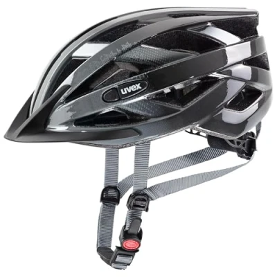 Afbeelding van uvex air wing lichte allround helm voor dames en heren individueel verstelbare pasvorm uitbreidbaar met LED verlichting grey black 56 60 cm