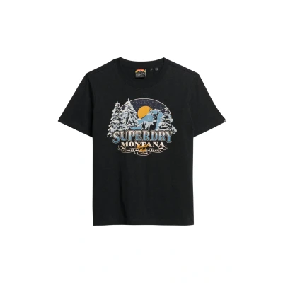 Afbeelding van Superdry Travel Souvenir Tshirt print, Dames, Maat: 36, Phantom black marl