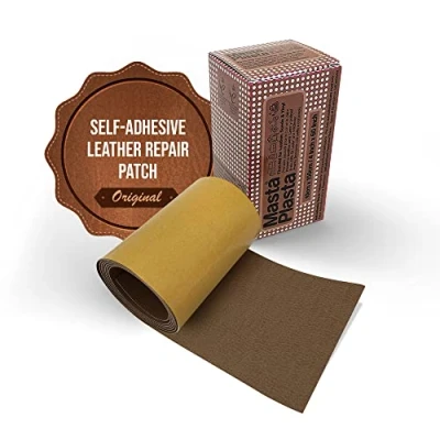 Afbeelding van MastaPlasta Originele zelfklevende lederen reparatiepatchtape bruin 150 x 10 cm (60&quot; 4&quot;), onmiddellijke bekleding kwaliteit kras en scheurreparatie op rol voor banken, auto interieurs, tassen,